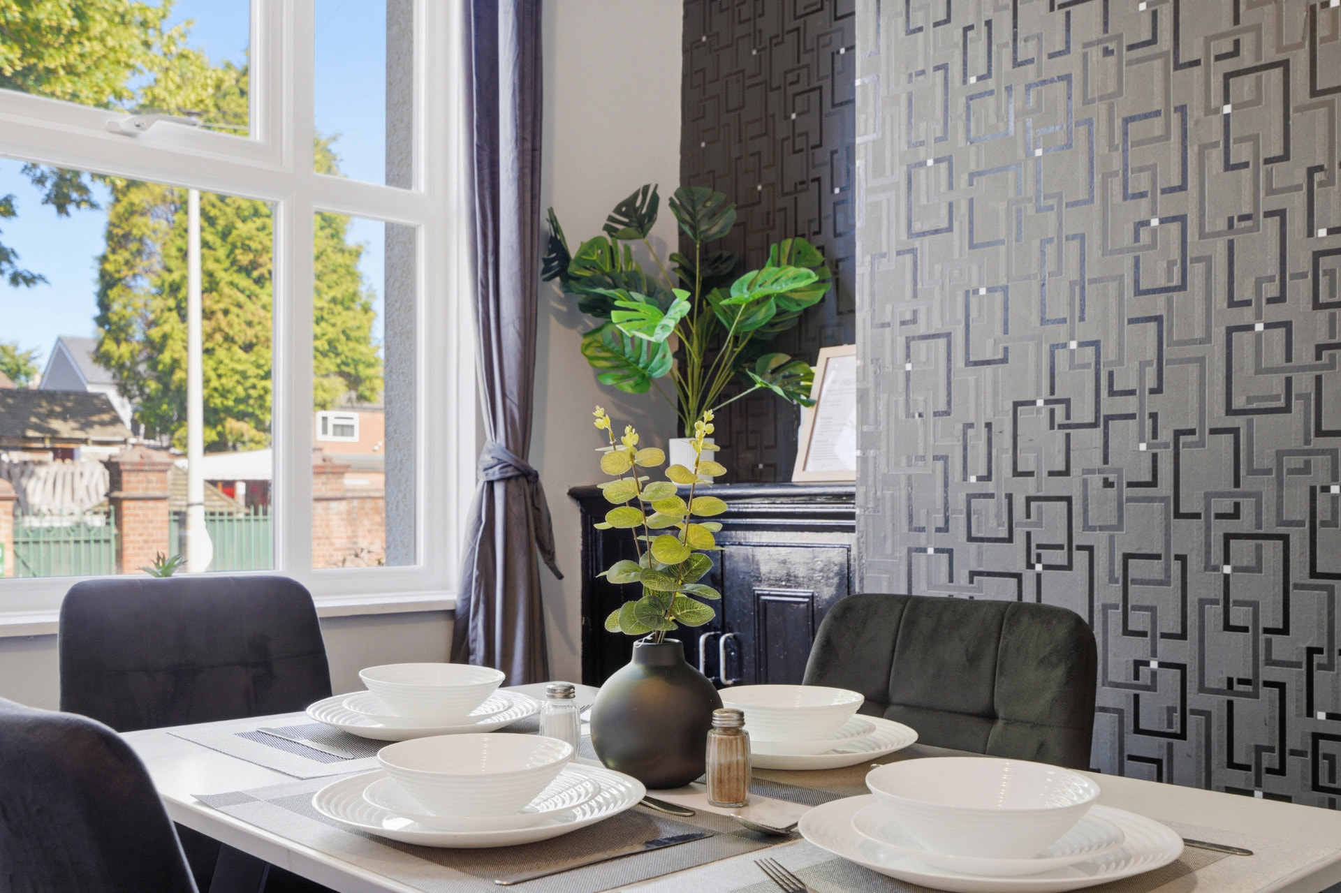 Dining room prepared for short-let guests at a Blooming Property Services property
